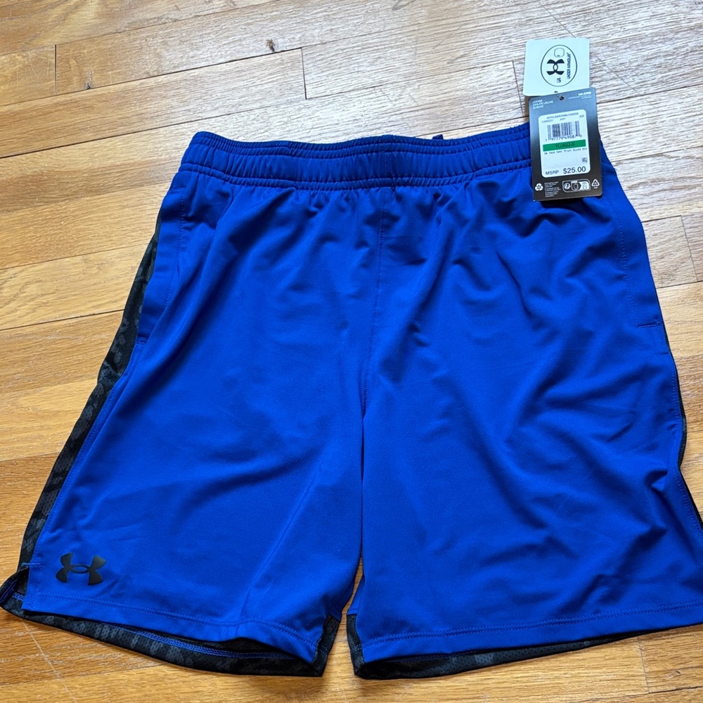 Under Armour Boy’s Youth Large New Tech Vent Blue Black Athletic Shorts